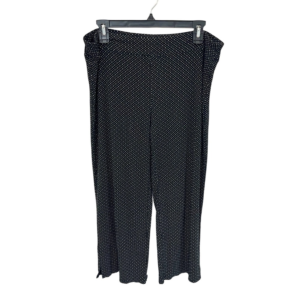 J. Jill Wearever Full Leg Cropped Pants Black White Polka Dot Knit Womens Medium